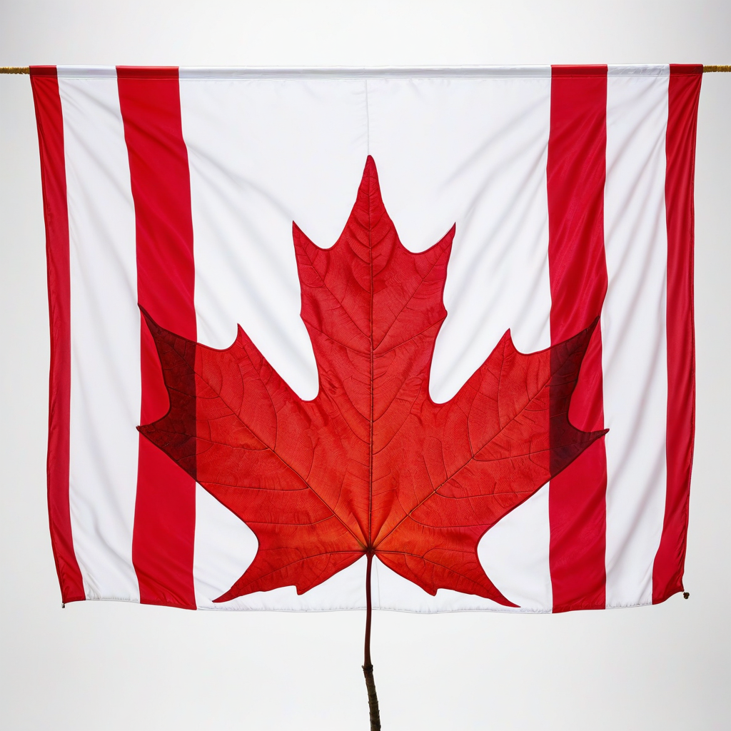 Which country's flag features a red maple leaf?